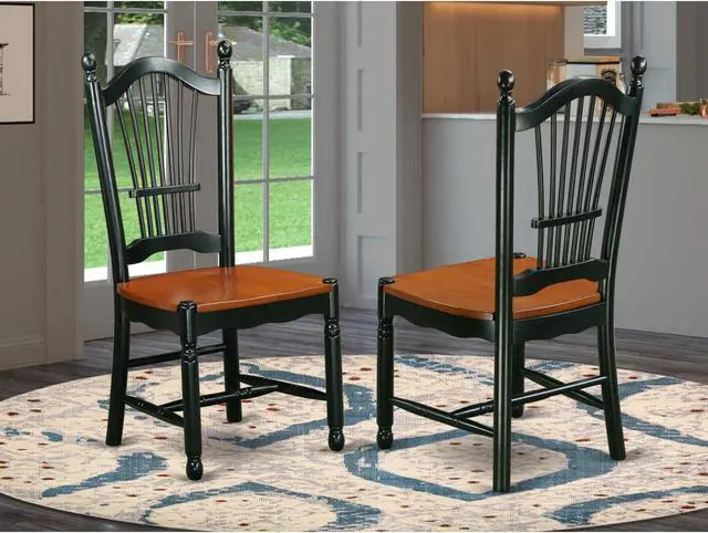 Alt view image 2 of 4 - Set of 2 Chairs DOC-BCH-W Dover Dining Room Chairs With Wood Seat - Finished in Black and Cherry