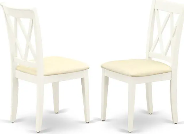 Main image of Set of 2 Chairs CLC-LWH-C Clarksville Double X-back chairs with Linen Fabric Upholstered Seat in Linen White finish