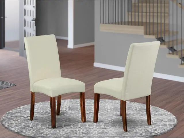 Alt view image 2 of 4 - Set of 2 Chairs DRP3T01 Parson Chair with Mahogany Finish Leg and Linen fabric- Cream Color