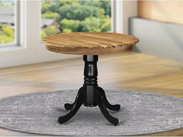 Alt view image 2 of 4 - AMT-NBK-TP Antique Dining Table Made of Acacia Wood offering Wood Texture Table Top, 36 Inch Round, Wirebrushed Black Pedestal