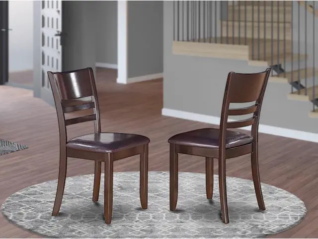 Alt view image 2 of 5 - Set of 2 Chairs LYC-CAP-LC Lynfield Dining Chair with Faux Leather Upholstered Seat in Cappuccino Finish