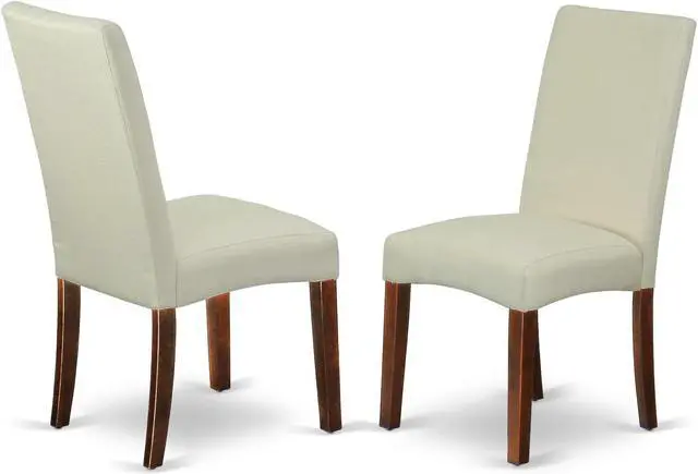 Main image of Set of 2 Chairs DRP3T01 Parson Chair with Mahogany Finish Leg and Linen fabric- Cream Color