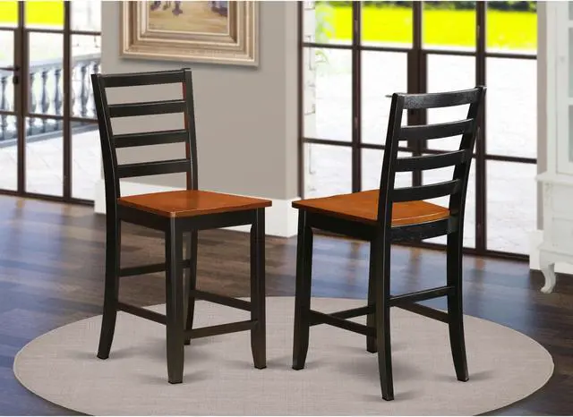 Alt view image 2 of 5 - Set of 2 Chairs FAS-BLK-W Fairwinds Stool Microfiber Upholstered Seat with lader back in Black & Cherry