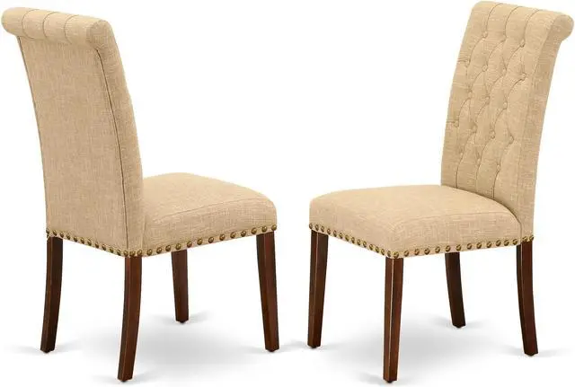 Main image of Set of 2 Chairs BRP3T04 Bremond Parson Chair With Mahogany Leg And Linen Fabric Light Fawn