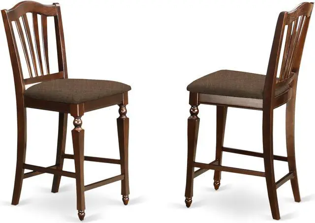 Main image of Set of 2 Chairs CHS-MAH-C Chelsea Stools with upholstered seat, 24" seat height