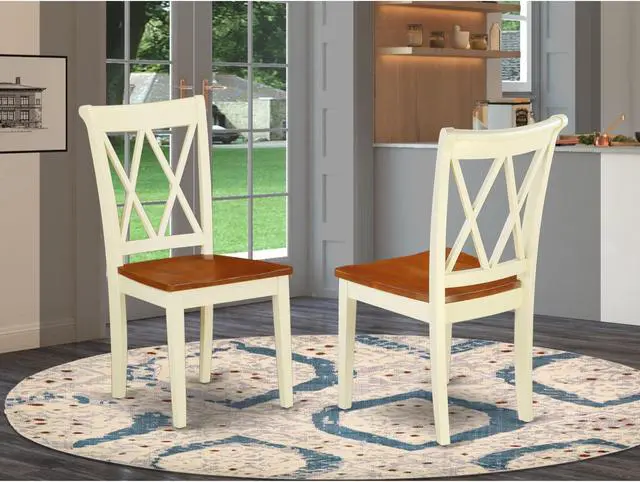 Alt view image 2 of 4 - Set of 2 Chairs CLC-BMK-W Clarksville Double X-back chairs in Buttermilk & Cherry finish