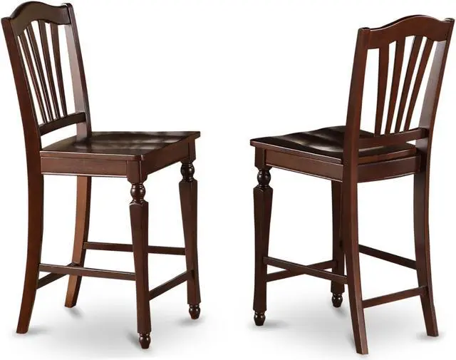 Main image of Set of 2 Chairs CHS-MAH-W Chelsea Stools with wood seat, 24" seat height