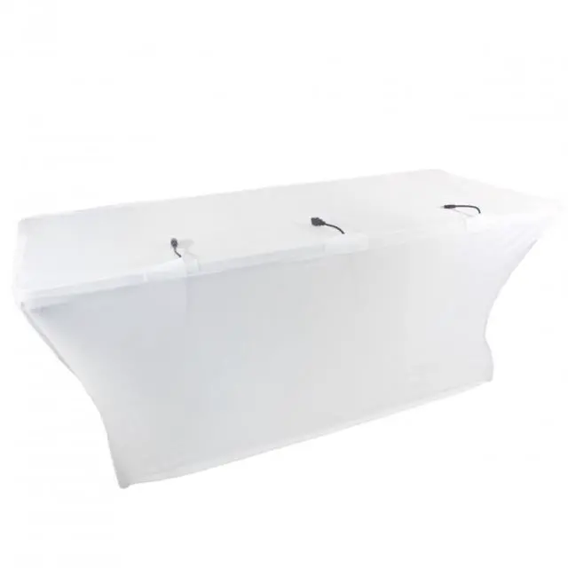 Alt view image 3 of 7 - ProX X-ST6W 6 Ft. Open Back Spandex Table Cover/Scrim - White