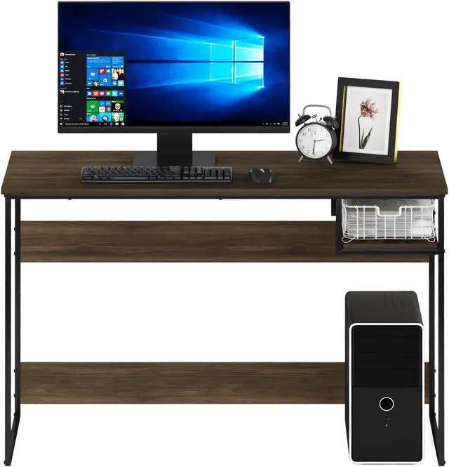 Alt view image 5 of 9 - Furinno Moretti Modern Lifestyle Study Desk, 45, Columbia Walnut