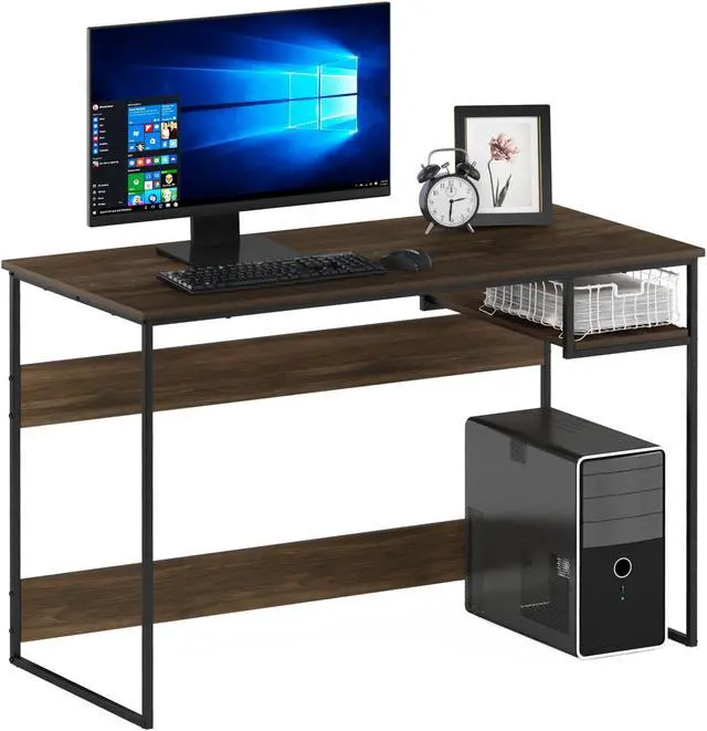 Alt view image 4 of 9 - Furinno Moretti Modern Lifestyle Study Desk, 45, Columbia Walnut