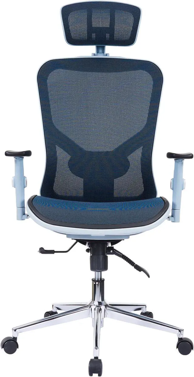 Alt view image 8 of 20 - The Techni Mobili High Back Executive Mesh Office Chair with Arms, Headrest and Lumbar Support, Blue