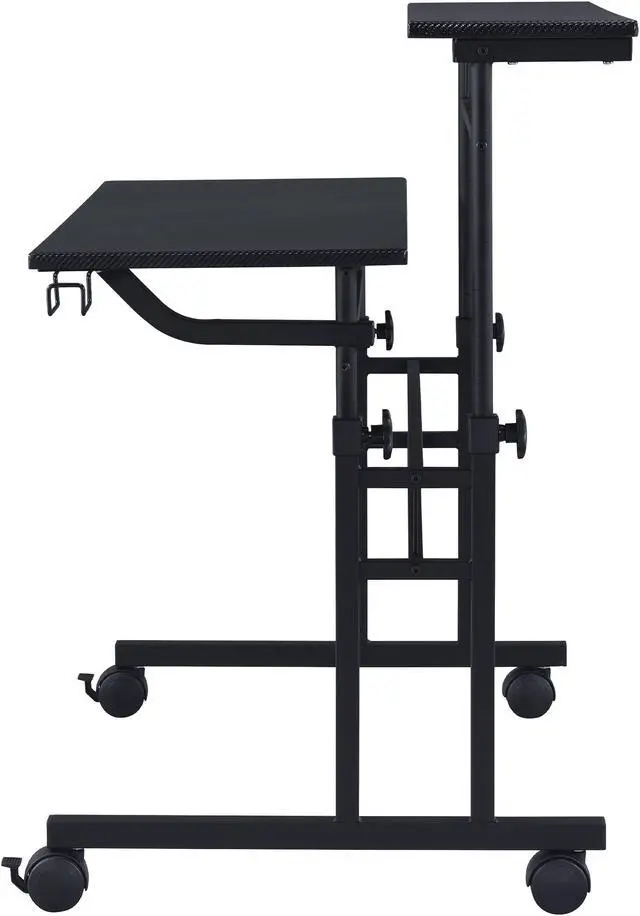 Alt view image 2 of 20 - Techni Mobili Rolling Writing Desk with Height Adjustable Desktop and Moveable Shelf, Black