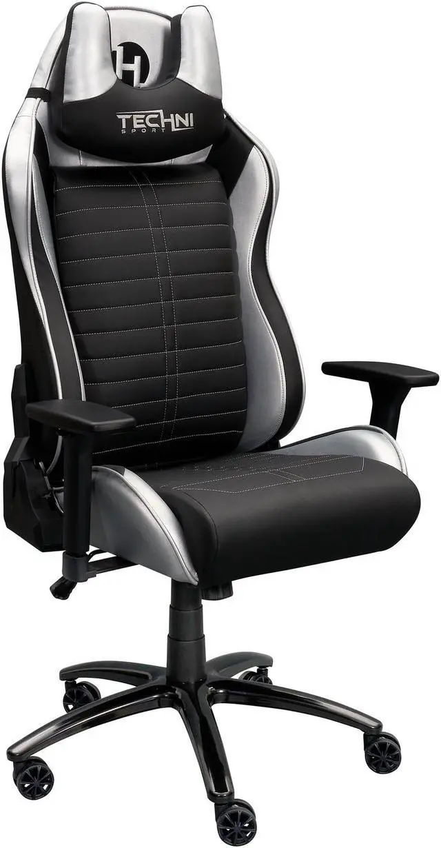 Alt view image 2 of 20 - Techni Sport Ergonomic Racing Style Gaming  Chair - Silver