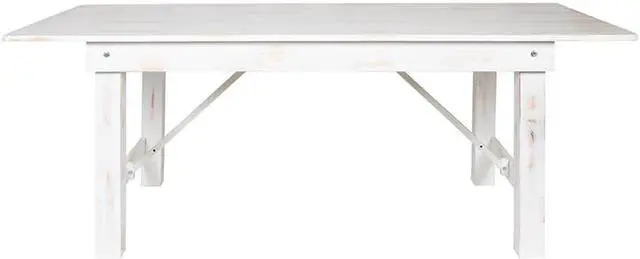 Main image of HERCULES Series 7' x 40" Rectangular Antique Rustic White Solid Pine Folding Farm Table