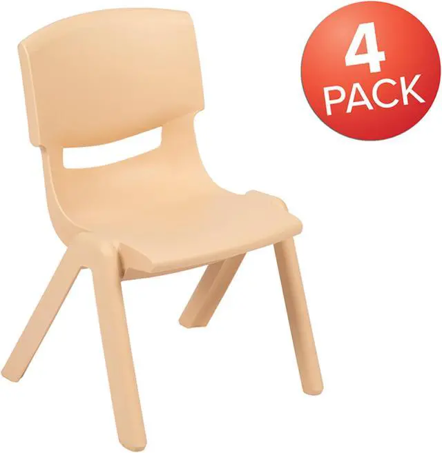 Main image of 4 Pack Natural Plastic Stackable School Chair with 12'' Seat Height