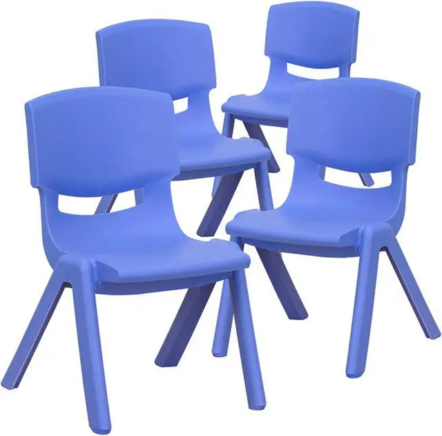 Alt view image 8 of 20 - 4 Pack Blue Plastic Stackable School Chair with 10.5'' Seat Height
