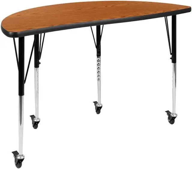 Main image of Mobile 26"W x 60"L Rectangular Wave Flexible Collaborative Grey Laminate Activity Table - Height Adjustable Short Legs