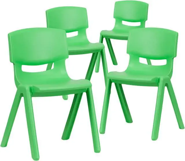 Main image of 4 Pack Green Plastic Stackable School Chair with 13.25'' Seat Height