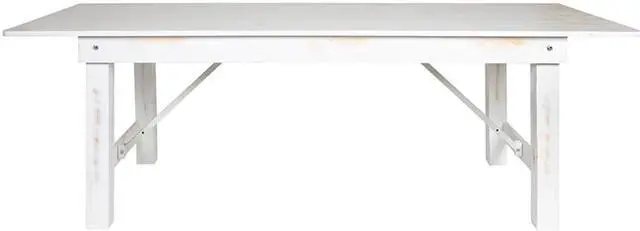 Main image of HERCULES Series 8' x 40" Rectangular Antique Rustic White Solid Pine Folding Farm Table