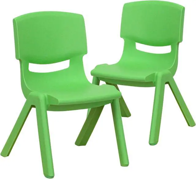 Alt view image 8 of 20 - 2 Pack Green Plastic Stackable School Chair with 10.5'' Seat Height