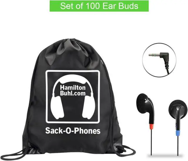 Main image of HamiltonBuhl Sack-O-Phones - 100 Earbuds, in Carry Bag
