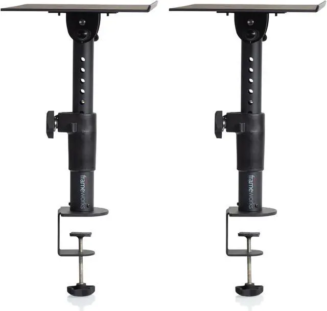 Alt view image 7 of 11 - Gator Cases Frameworks Clamp-On Desktop Studio Monitor Stand, 2-Pack