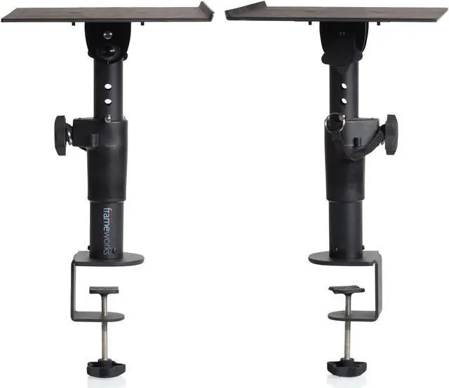 Alt view image 6 of 11 - Gator Cases Frameworks Clamp-On Desktop Studio Monitor Stand, 2-Pack