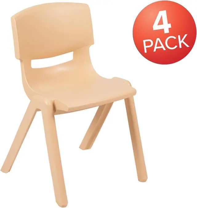 Alt view image 15 of 20 - 4 Pack Natural Plastic Stackable School Chair with 13.25" Seat Height