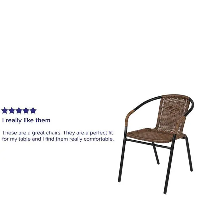Alt view image 4 of 20 - 2 Pack Medium Brown Rattan Indoor-Outdoor Restaurant Stack Chair