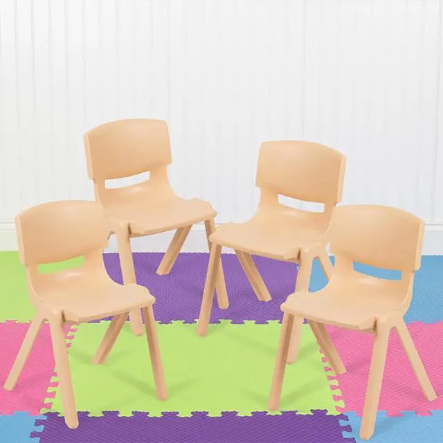 Alt view image 16 of 20 - 4 Pack Natural Plastic Stackable School Chair with 13.25" Seat Height
