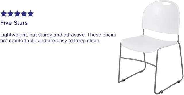 Alt view image 4 of 13 - HERCULES Series 880 lb. Capacity White Ultra-Compact Stack Chair with Silver Powder Coated Frame