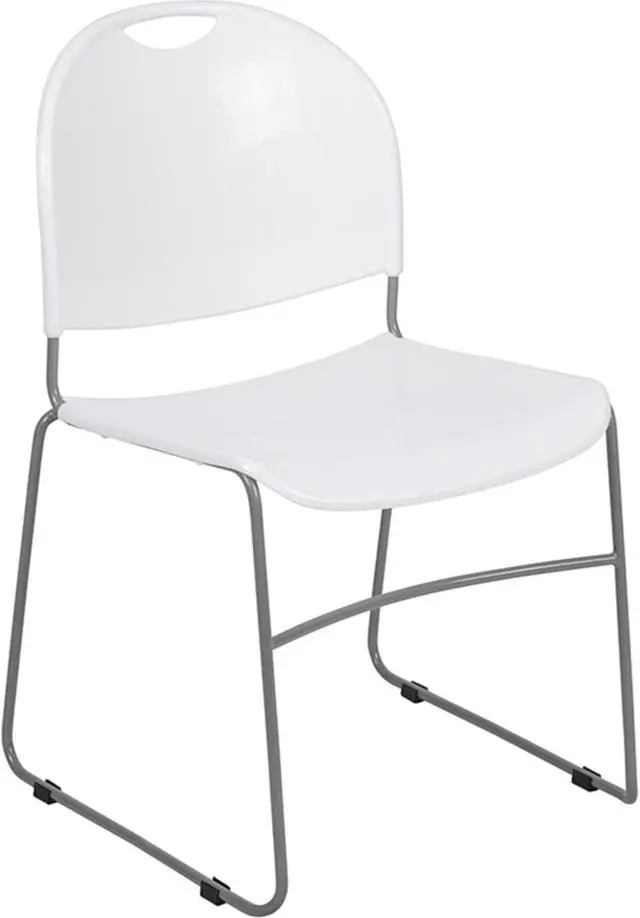 Main image of HERCULES Series 880 lb. Capacity White Ultra-Compact Stack Chair with Silver Powder Coated Frame