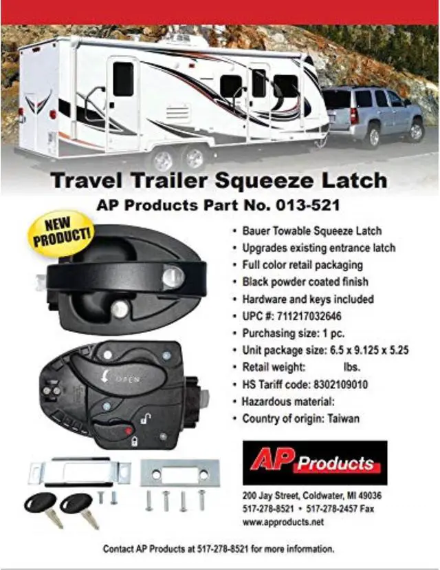 Alt view image 2 of 7 - TRAVEL TRAILER SQUEEZE LATCH-BLACK