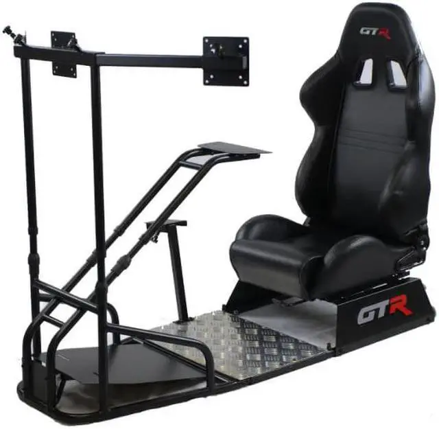 Alt view image 2 of 2 - GTSF Model Black Frame with Gear Shifter Mount, Triple or Single Monitor Mount and Real Racing Seat