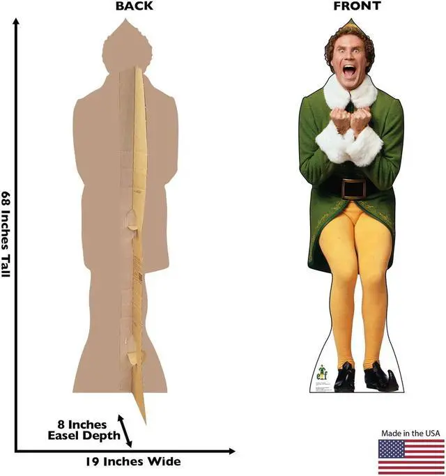 Alt view image 4 of 4 - Advanced Graphics Buddy The Elf Excited Life Size Cardboard Cutout Standup - Elf (2003 Film)