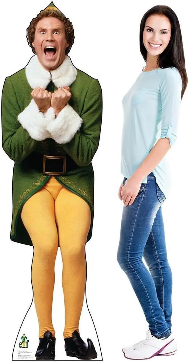 Alt view image 3 of 4 - Advanced Graphics Buddy The Elf Excited Life Size Cardboard Cutout Standup - Elf (2003 Film)