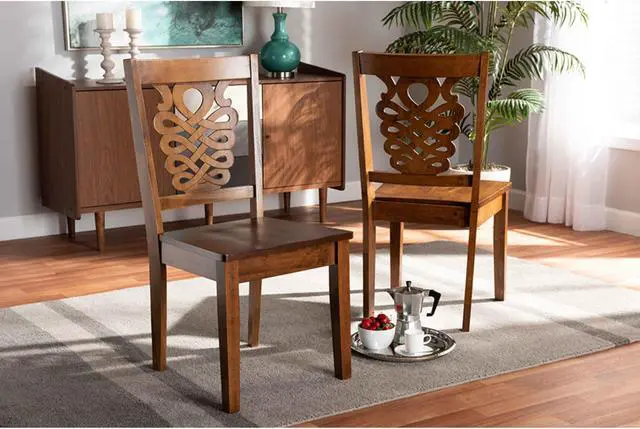 Alt view image 6 of 13 - Baxton Studio Gervais Modern and Contemporary Transitional Walnut Brown Finished Wood 2-Piece Dining Chair Set