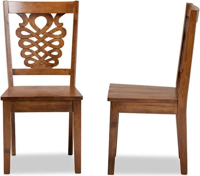 Alt view image 3 of 13 - Baxton Studio Gervais Modern and Contemporary Transitional Walnut Brown Finished Wood 2-Piece Dining Chair Set