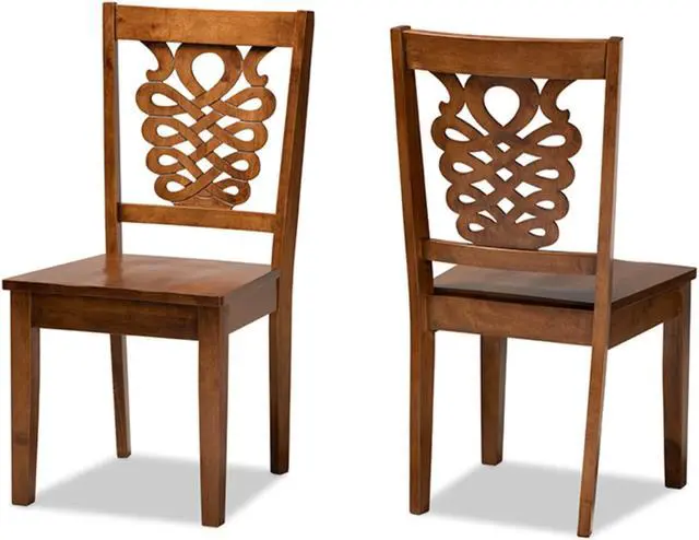 Main image of Baxton Studio Gervais Modern and Contemporary Transitional Walnut Brown Finished Wood 2-Piece Dining Chair Set