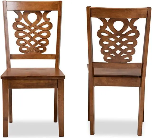 Alt view image 2 of 13 - Baxton Studio Gervais Modern and Contemporary Transitional Walnut Brown Finished Wood 2-Piece Dining Chair Set