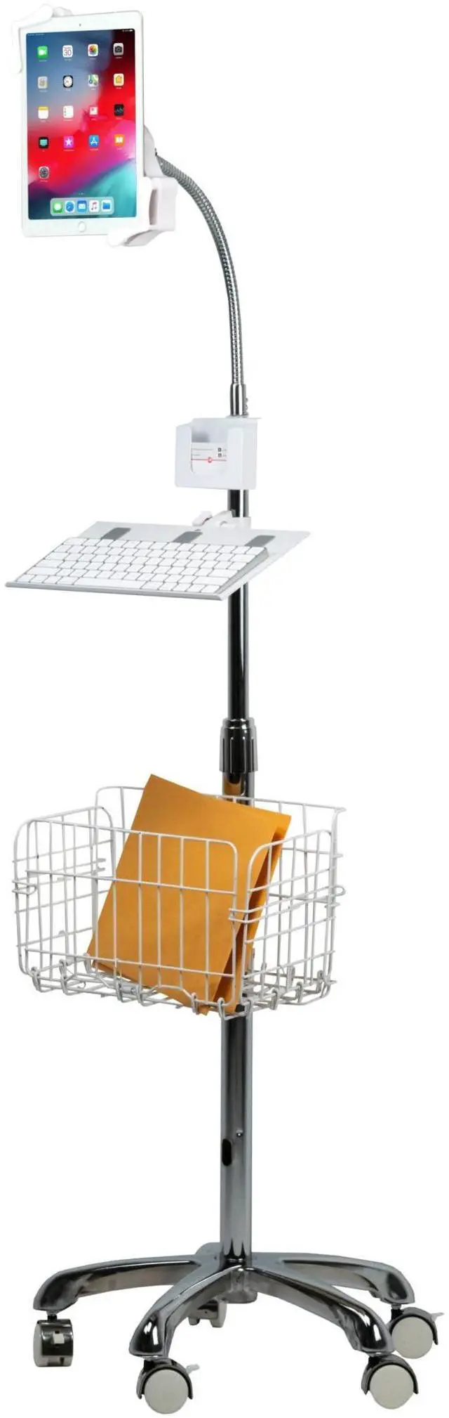 Alt view image 19 of 20 - CTA Digital PAD-HFSVU Gooseneck Floor Stand with VESA Plate and Storage Basket