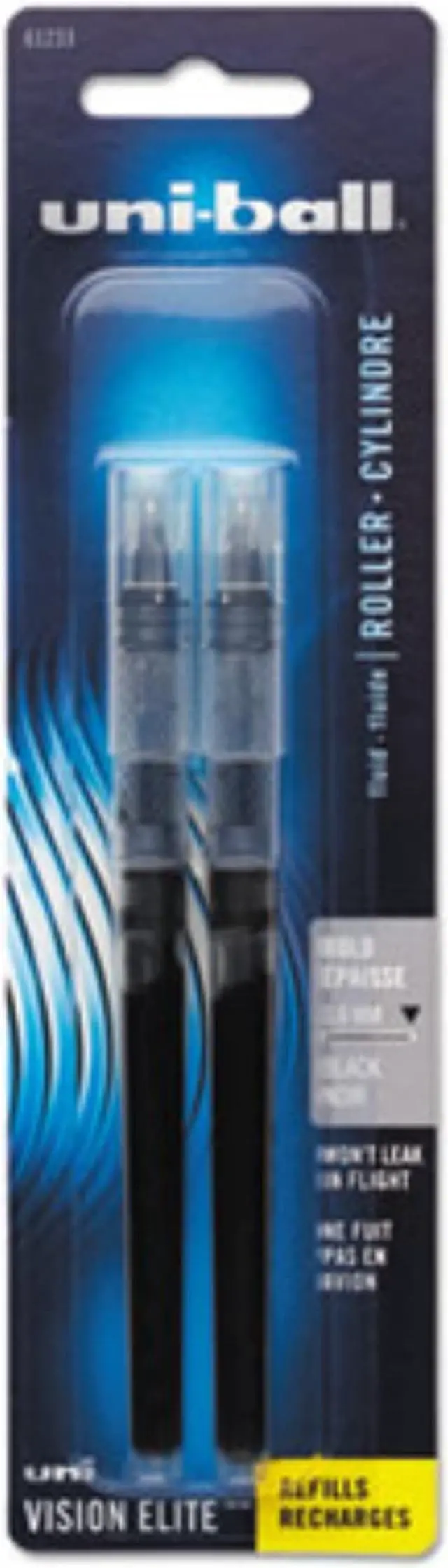 Alt view image 2 of 6 - uni-ball Refill for uni-ball Vision Elite Roller Ball Pens ,REFILL,RBALL,BOLD,BK,2PK