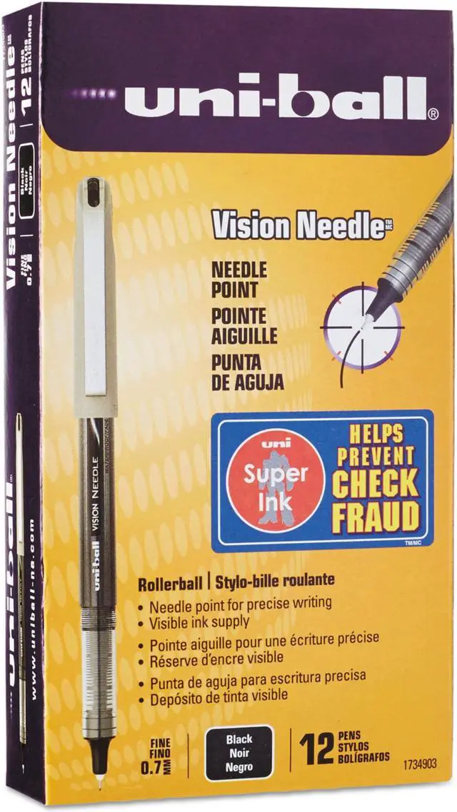 Main image of uni-ball VISION Needle Stick Roller Ball Pen ,PEN,UB VISN NEEDLE,7MM,BK