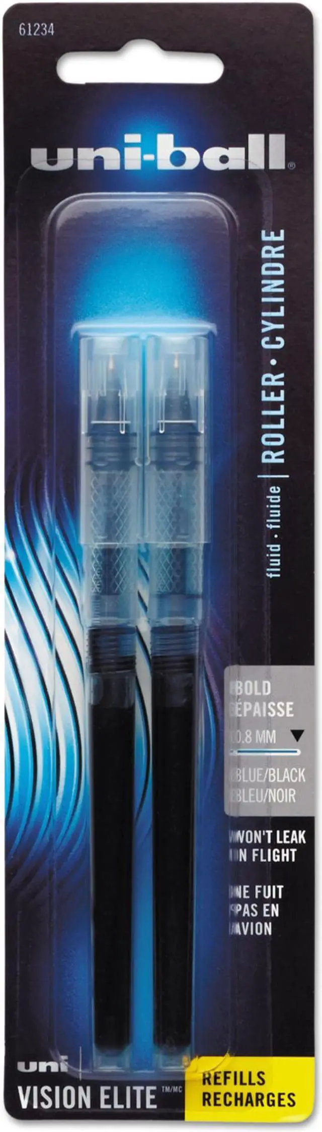 Main image of uni-ball Refill for uni-ball Vision Elite Roller Ball Pens ,REFILL,RBALL,BLD,BEBK,2PK