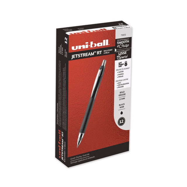 Uni-ball Jetstream Rollerball Pens 1.0mm Medium Black Ink – 3 Pens + 2 Refills