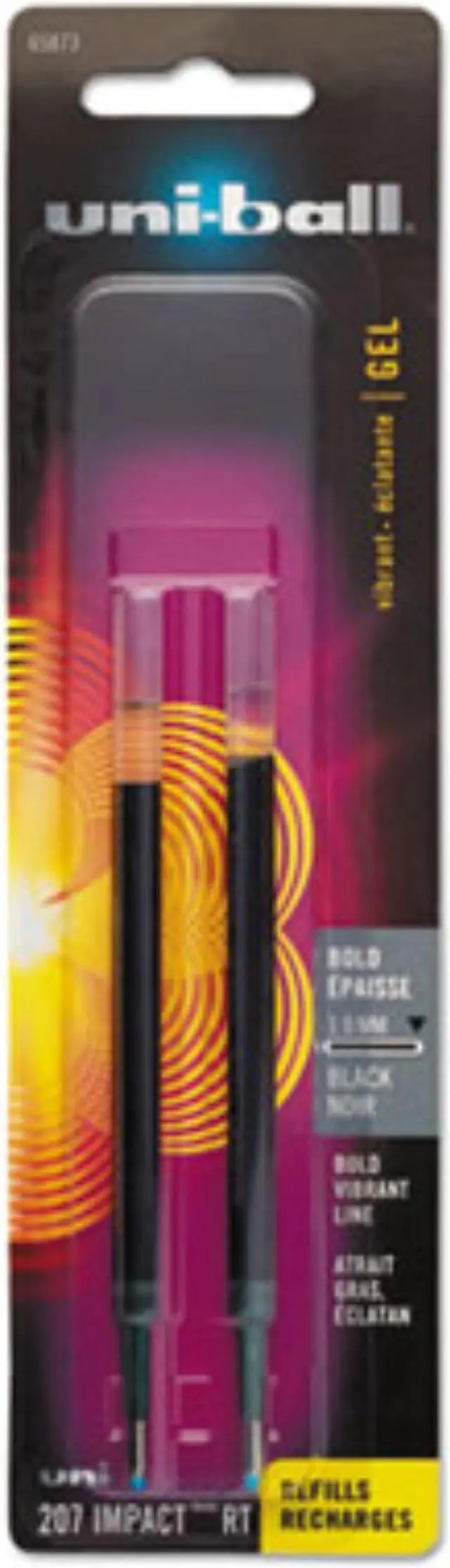 Alt view image 2 of 6 - uni-ball Refill for uni-ball Gel 207 IMPACT RT Roller Ball Pens ,REFILL,GEL,IMPCTRT,BK,2PK