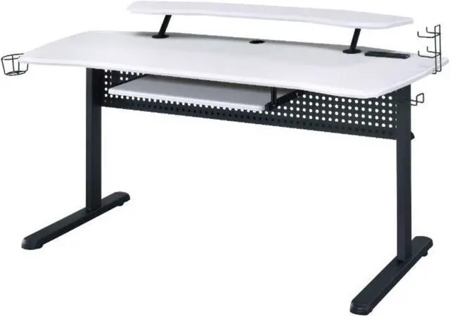 Main image of Gaming Table w/USB Port, Black & White Finish