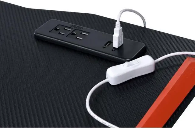 Alt view image 5 of 7 - Gaming Table w/USB Port, Black & Red Finish