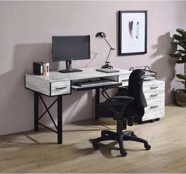 Alt view image 5 of 5 - Computer Desk, Antique White & Black Finish