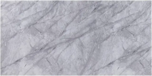 Alt view image 2 of 3 - Dining Table, Light Gray Printed Faux Marble & Mirrored Silver Finish
